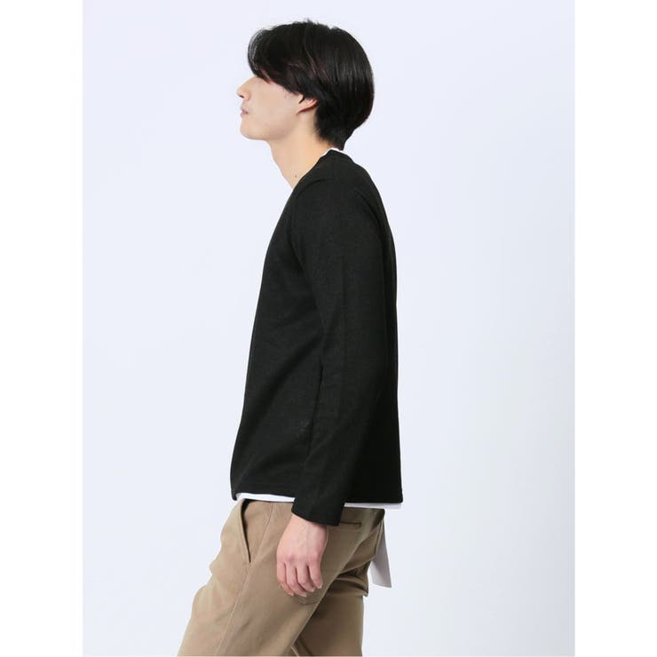 ワッフル裏起毛 フェイクVネック長袖Tシャツ | TAKA-Q MEN | 詳細画像21 