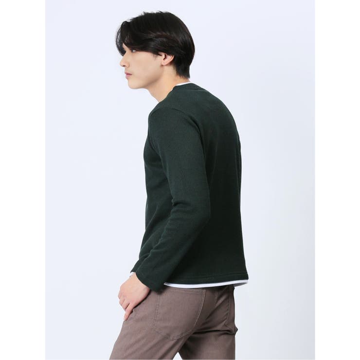 ワッフル裏起毛 フェイクVネック長袖Tシャツ | TAKA-Q MEN | 詳細画像30 