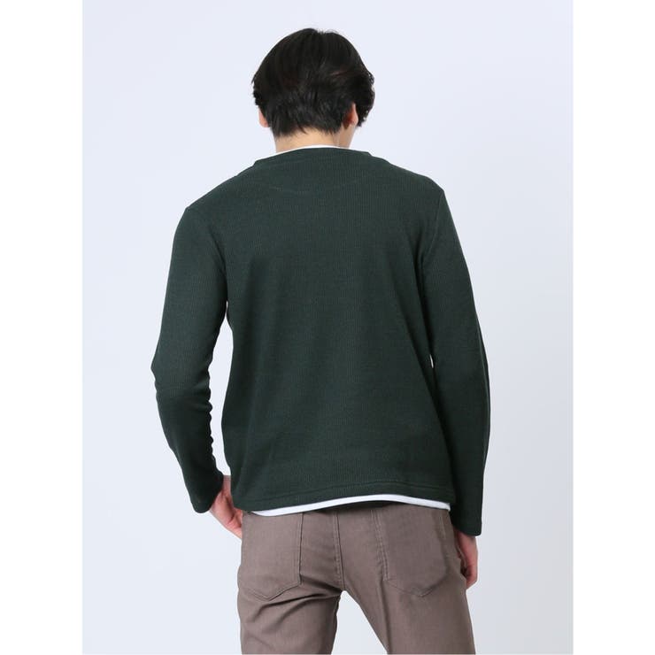 ワッフル裏起毛 フェイクVネック長袖Tシャツ | TAKA-Q MEN | 詳細画像31 