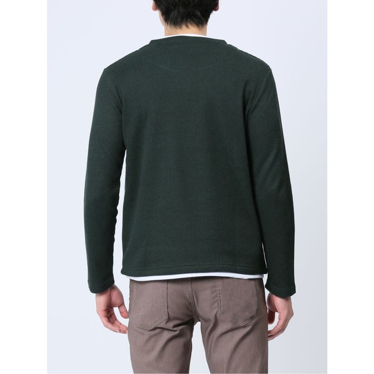 ワッフル裏起毛 フェイクVネック長袖Tシャツ | TAKA-Q MEN | 詳細画像35 