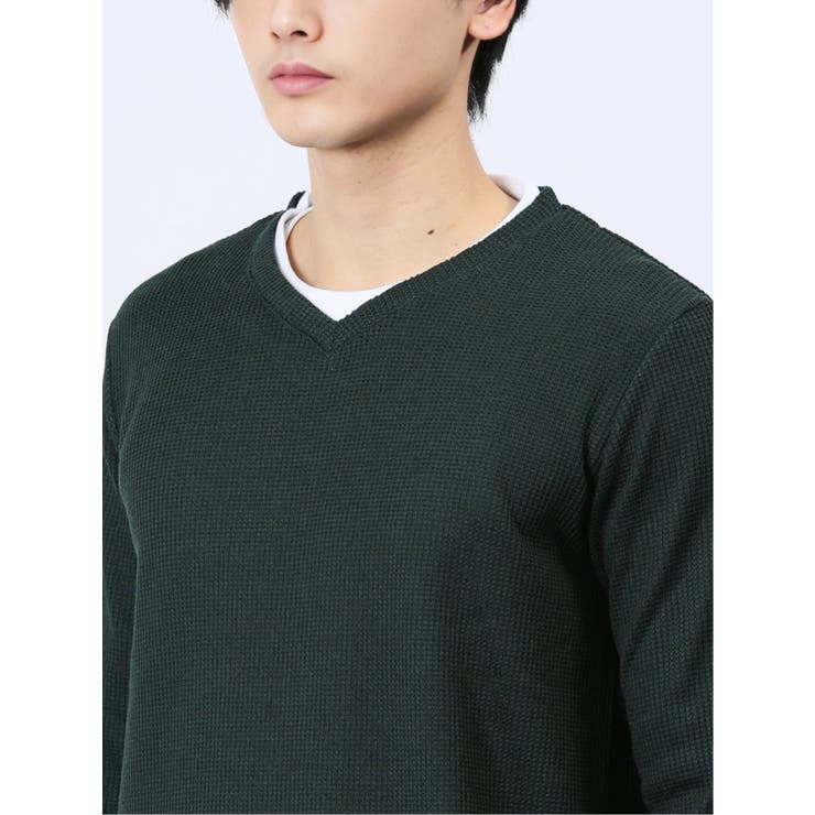 ワッフル裏起毛 フェイクVネック長袖Tシャツ | TAKA-Q MEN | 詳細画像36 