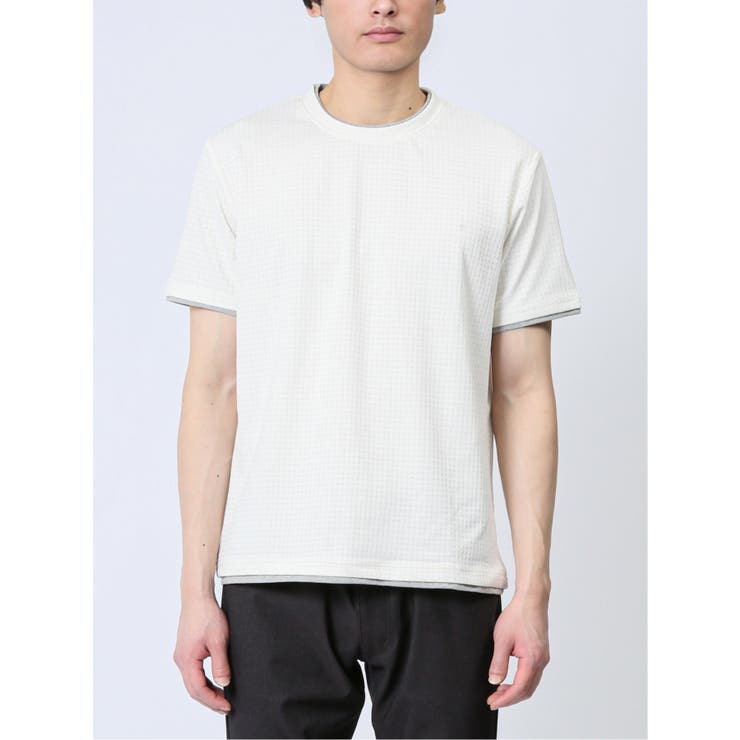 リンクス千鳥 フェイククルーネック半袖Tシャツ | TAKA-Q MEN | 詳細画像19 