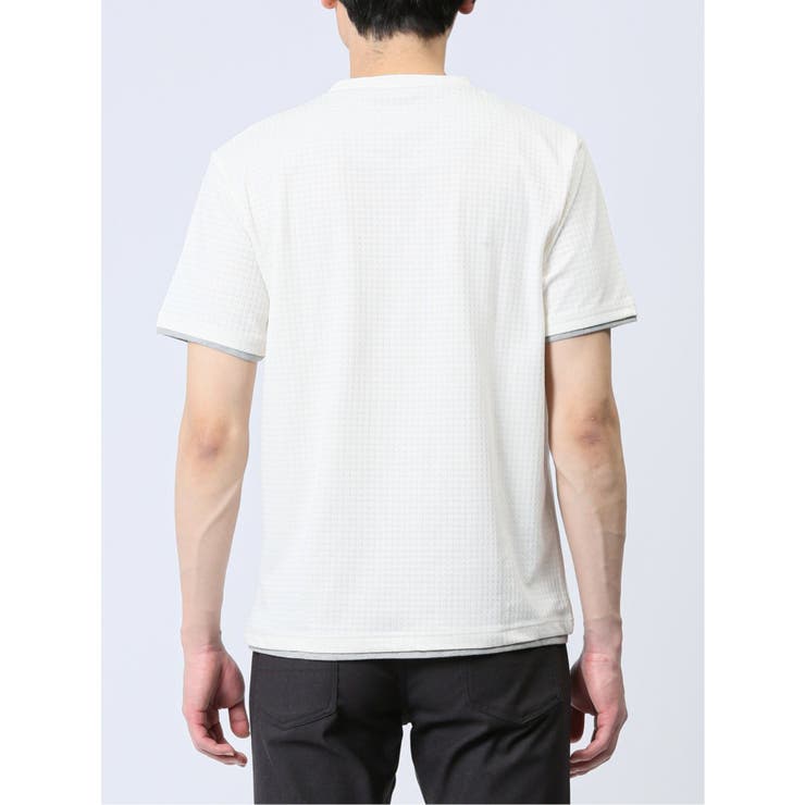 リンクス千鳥 フェイククルーネック半袖Tシャツ | TAKA-Q MEN | 詳細画像21 