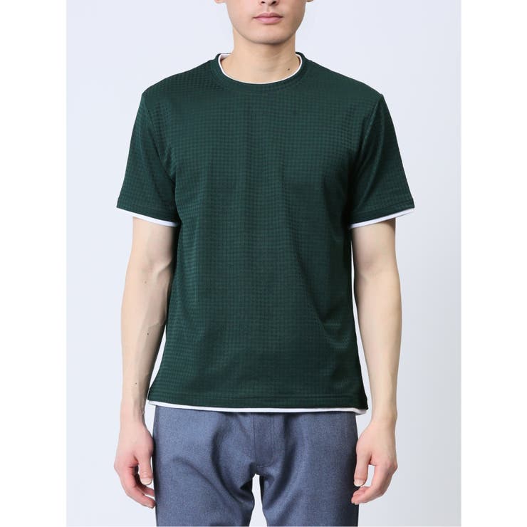 リンクス千鳥 フェイククルーネック半袖Tシャツ | TAKA-Q MEN | 詳細画像29 