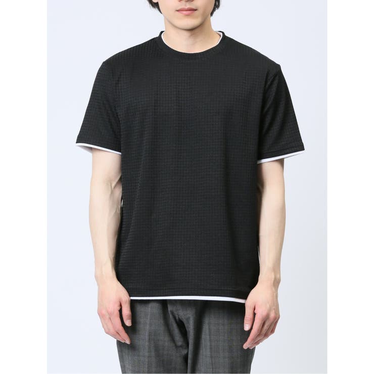 リンクス千鳥 フェイククルーネック半袖Tシャツ | TAKA-Q MEN | 詳細画像9 