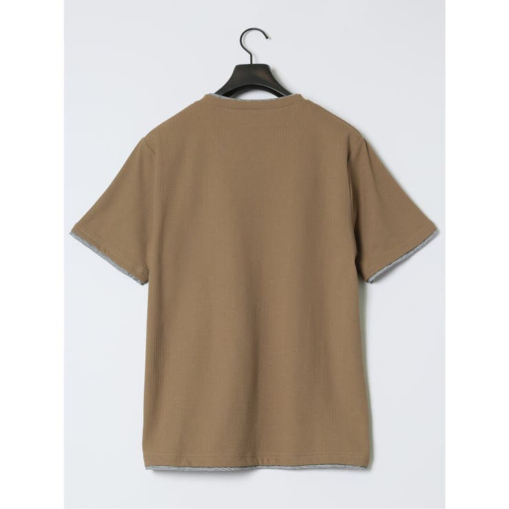 リンクス縦柄 フェイクVネック半袖Tシャツ | TAKA-Q MEN | 詳細画像33 