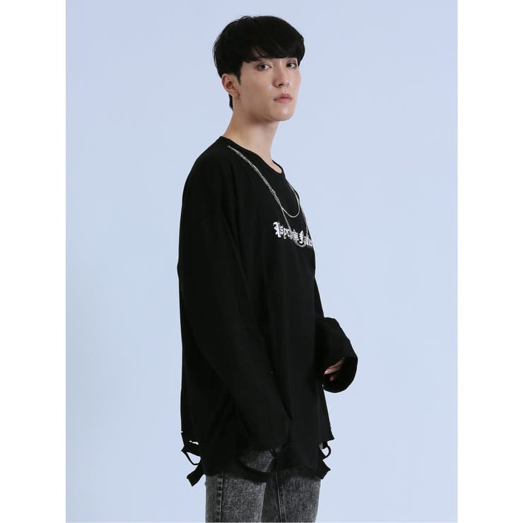 SD×PSYCHONATION チェーンアイコンダメージ クルー長袖Tシャツ | TAKA-Q MEN | 詳細画像14 