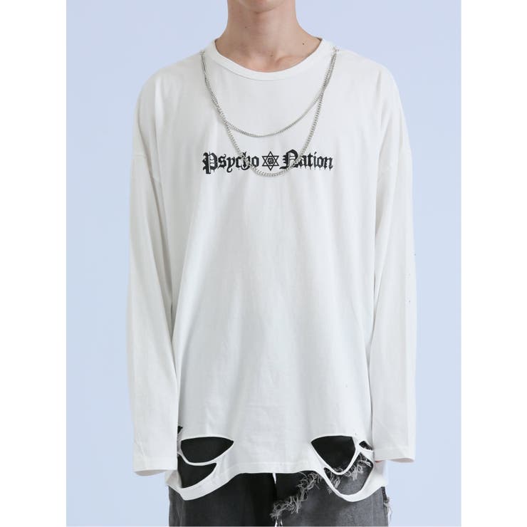 SD×PSYCHONATION チェーンアイコンダメージ クルー長袖Tシャツ | TAKA-Q MEN | 詳細画像6 