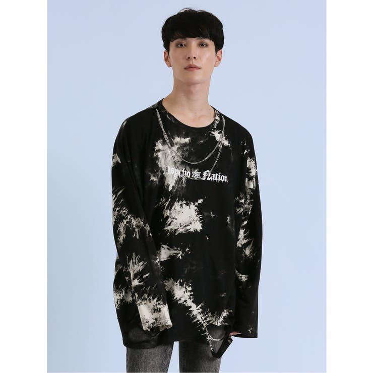 07白黒 | SD×PSYCHONATION チェーンアイコンダメージ クルー長袖Tシャツ | TAKA-Q MEN