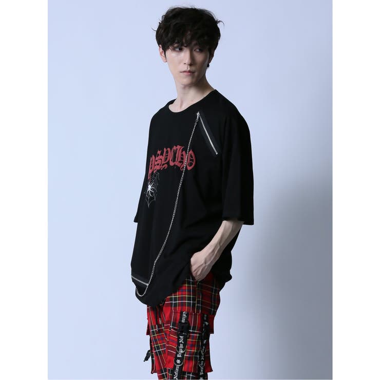 SD×PSYCHONATION チェーン付き スパイダー クルー半袖Tシャツ