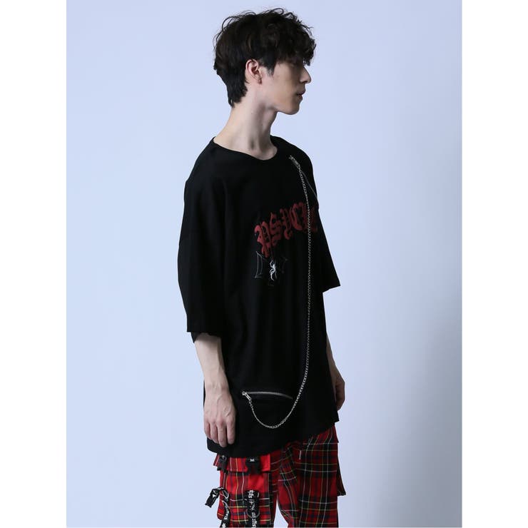 SD×PSYCHONATION チェーン付き スパイダー クルー半袖Tシャツ