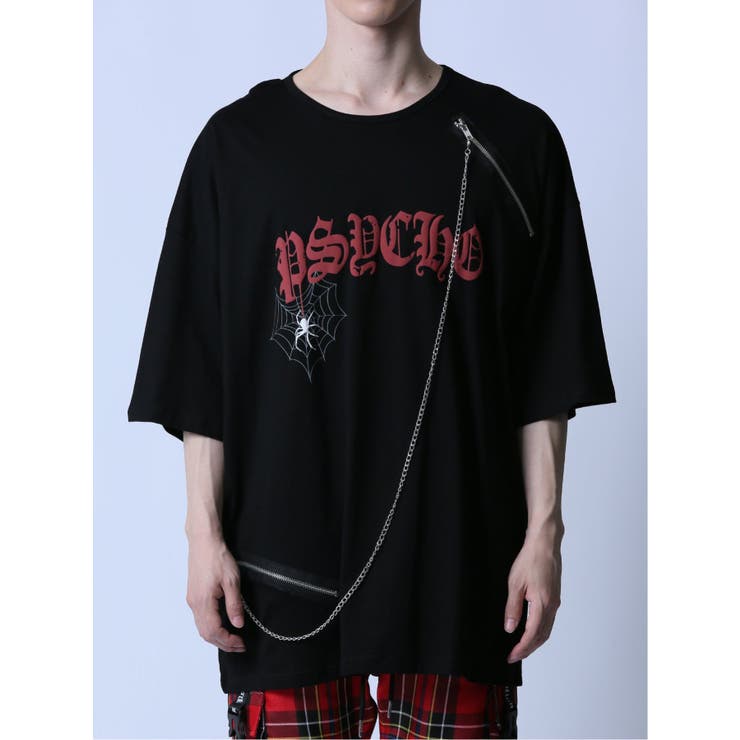 SD×PSYCHONATION チェーン付き スパイダー クルー半袖Tシャツ