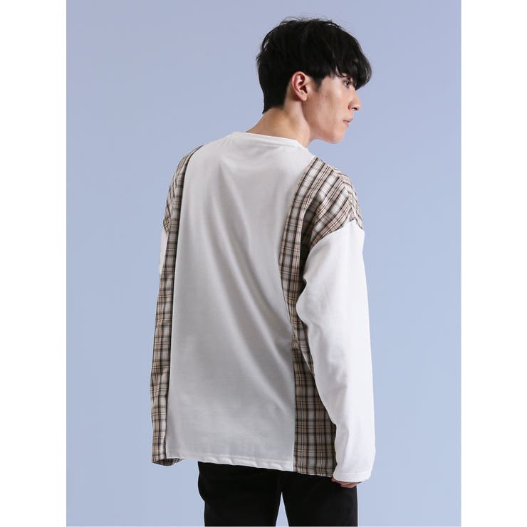 サイドチェック クルーネック長袖Tシャツ | TAKA-Q MEN | 詳細画像12 