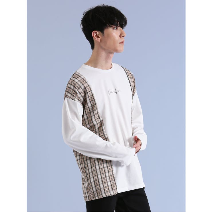 サイドチェック クルーネック長袖Tシャツ | TAKA-Q MEN | 詳細画像13 