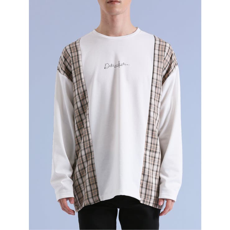 サイドチェック クルーネック長袖Tシャツ | TAKA-Q MEN | 詳細画像14 