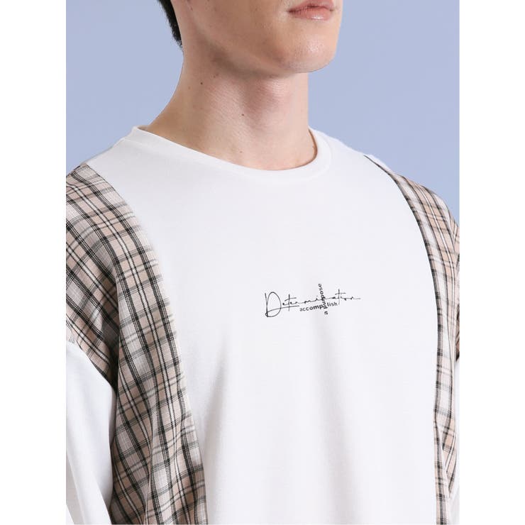 サイドチェック クルーネック長袖Tシャツ | TAKA-Q MEN | 詳細画像17 
