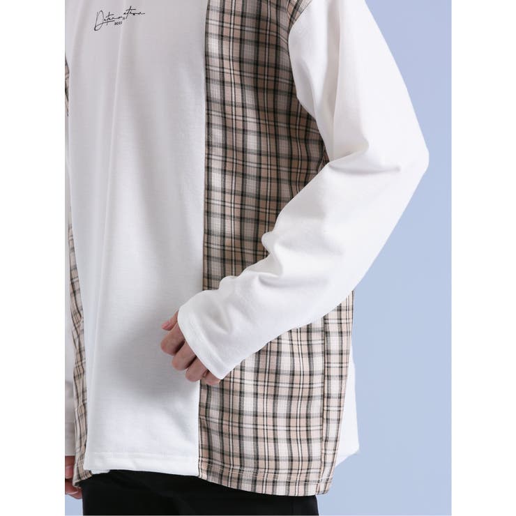 サイドチェック クルーネック長袖Tシャツ | TAKA-Q MEN | 詳細画像18 