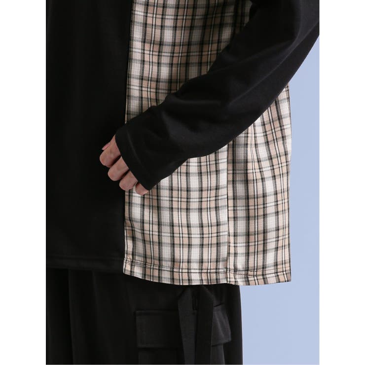 サイドチェック クルーネック長袖Tシャツ | TAKA-Q MEN | 詳細画像9 