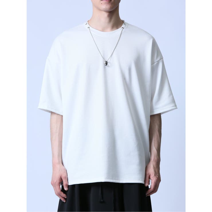 メンズ ロゴ半袖Tシャツ クルーネック HUMU0198PB-USCV02 袖ファスナー クルーネック半袖ルーズTシャツ[品番