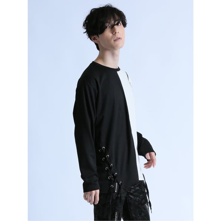 【セマンティックデザイン】ZIP付きレースアップ クルーネック長袖Tシャツ[品番：TKQJ0021768]｜TAKA-Q  MEN（タカキュー）のメンズファッション通販｜SHOPLIST（ショップリスト）