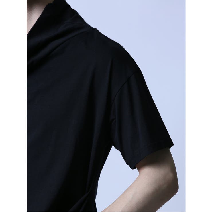 アシメドレープ タートルネック半袖Tシャツ[品番：TKQJ0022715]｜TAKA