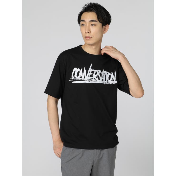 英字ロゴ クルーネック ルーズ半袖Tシャツ | TAKA-Q MEN | 詳細画像2 