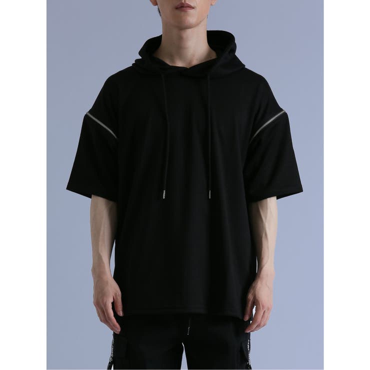 袖ZIP 半袖ルーズTパーカー[品番：TKQJ0019267]｜TAKA-Q MEN