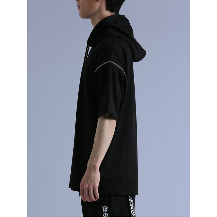 袖ZIP 半袖ルーズTパーカー[品番：TKQJ0019267]｜TAKA-Q MEN