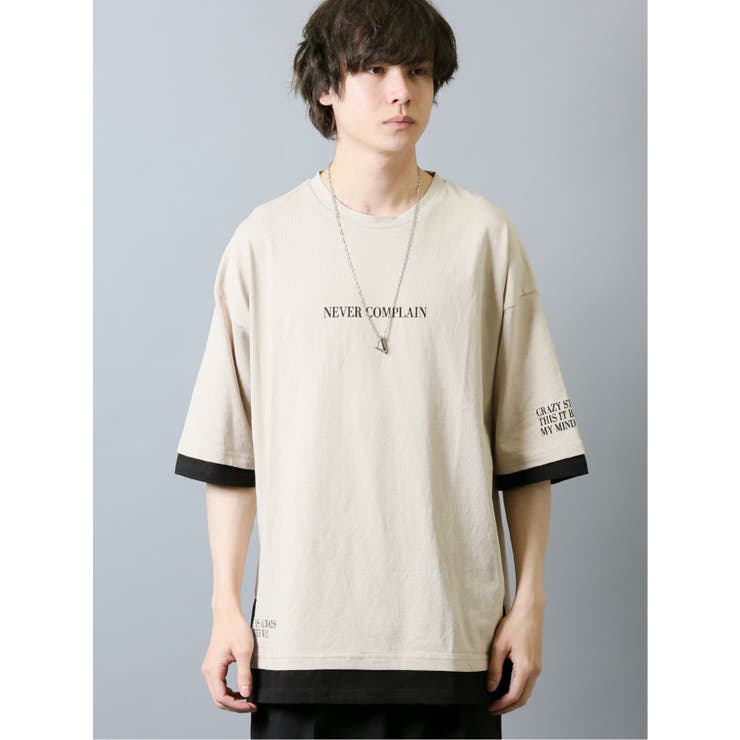 フェイクレイヤード クルーネック半袖BIGTシャツ メンズ | TAKA-Q MEN | 詳細画像3 