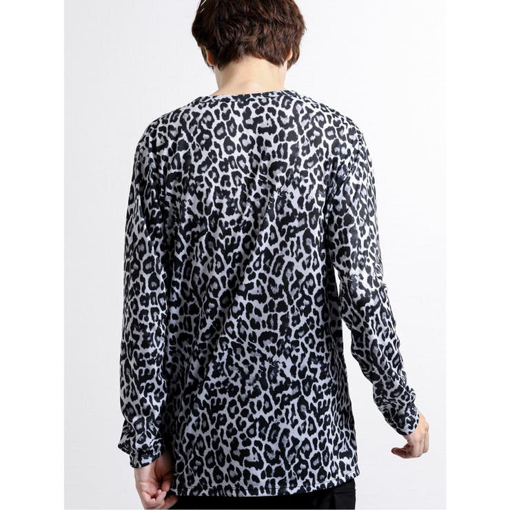 シェラック/SHELLAC 豹柄Vネック長袖Tシャツ[品番