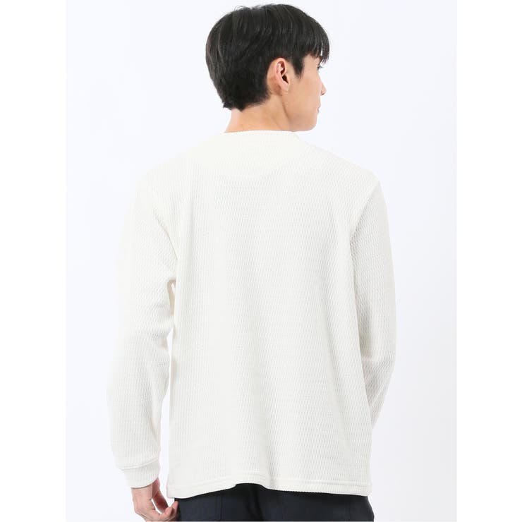 ストレッチ モールジャガード クルーネック長袖Tシャツ[品番