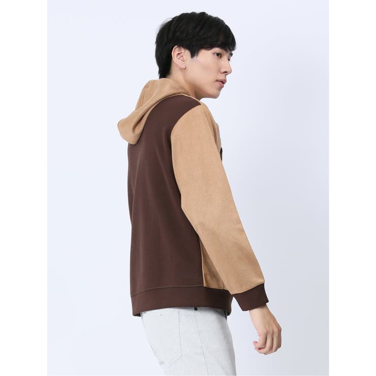 フェイクスエード 切替 長袖プルパーカー | TAKA-Q MEN | 詳細画像15 