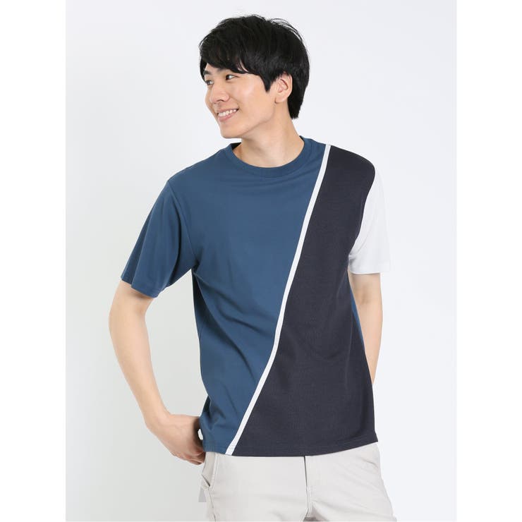 65ダークグリーン | 接触冷感 切替クルーネック半袖Tシャツ | TAKA-Q MEN