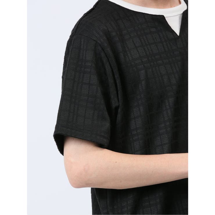 ふくれジャガード フェイクキーネック半袖Tシャツ | TAKA-Q MEN | 詳細画像10 
