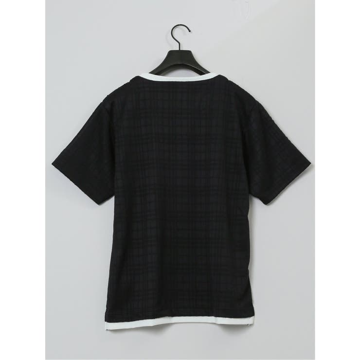 ふくれジャガード フェイクキーネック半袖Tシャツ | TAKA-Q MEN | 詳細画像12 