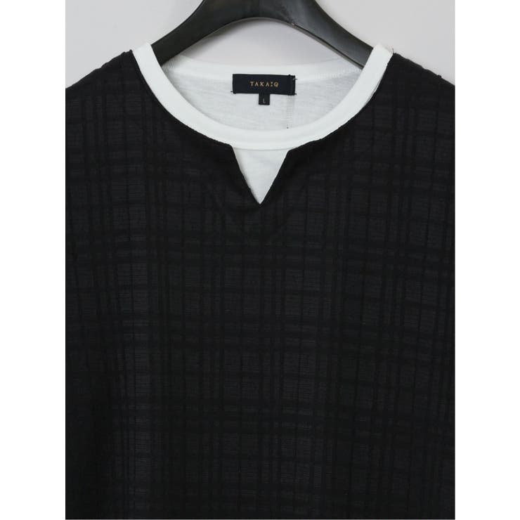 ふくれジャガード フェイクキーネック半袖Tシャツ | TAKA-Q MEN | 詳細画像13 