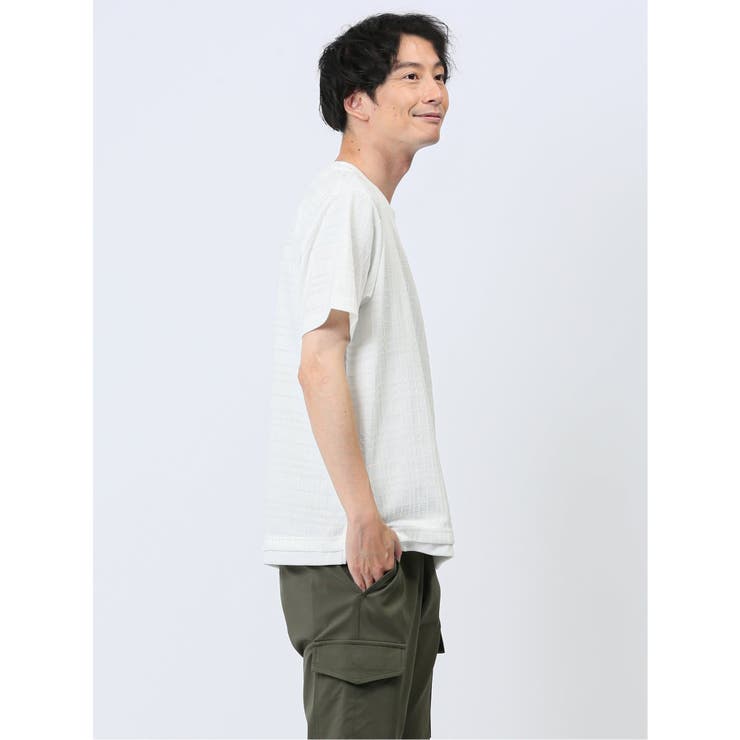 ふくれジャガード フェイクキーネック半袖Tシャツ | TAKA-Q MEN | 詳細画像18 