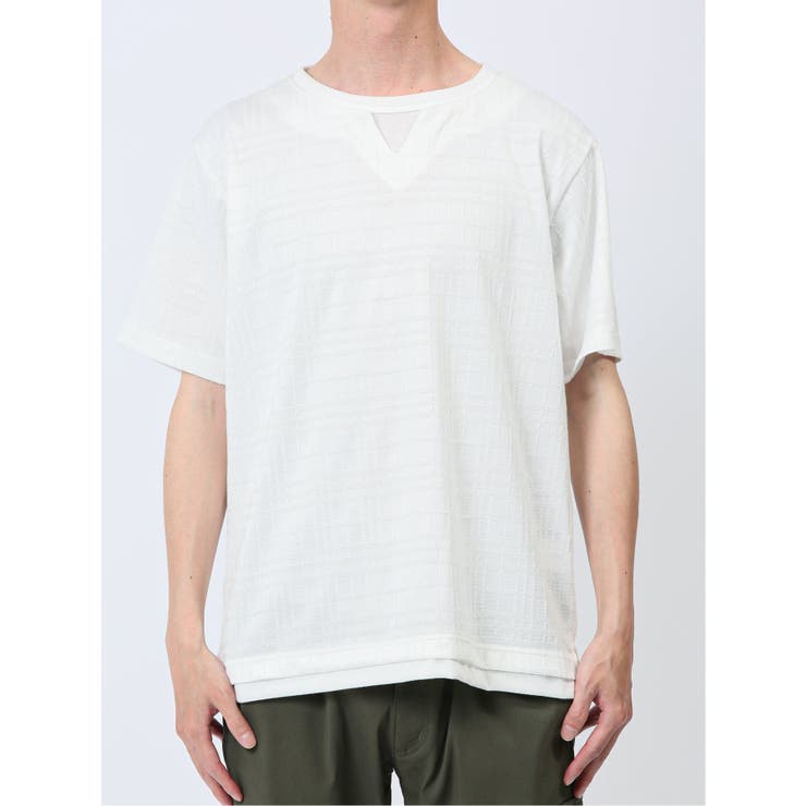 ふくれジャガード フェイクキーネック半袖Tシャツ | TAKA-Q MEN | 詳細画像19 