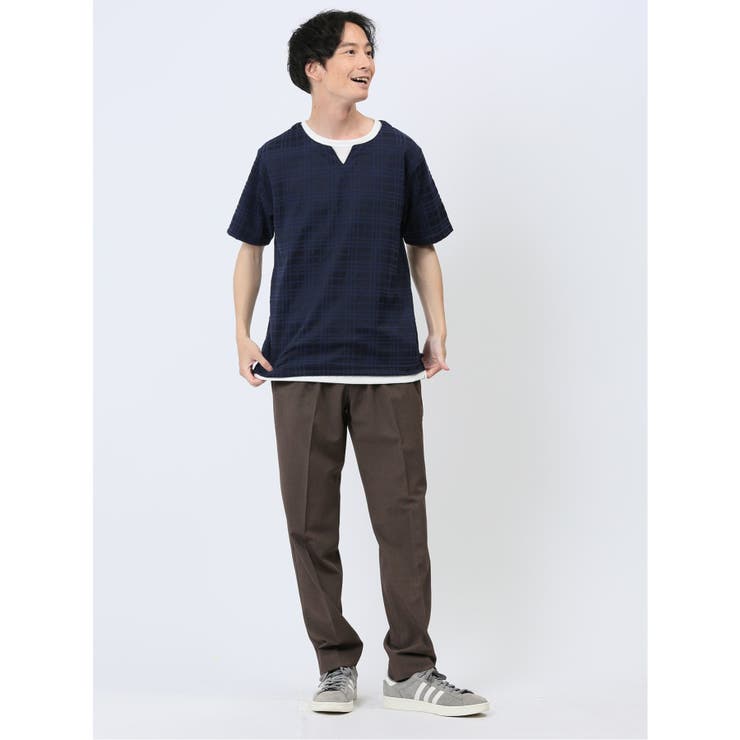 ふくれジャガード フェイクキーネック半袖Tシャツ | TAKA-Q MEN | 詳細画像32 