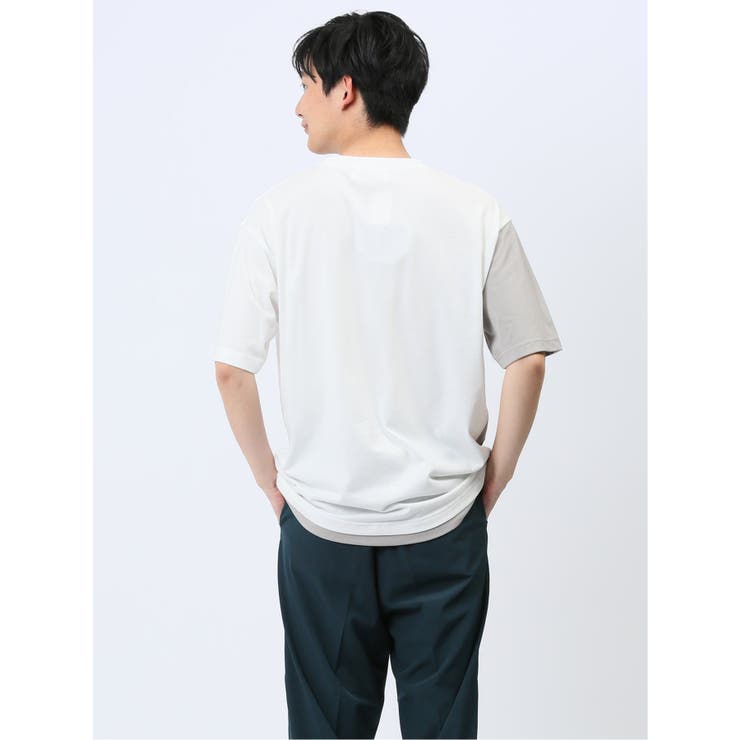 斜め切替 クルーネック半袖Tシャツ | TAKA-Q MEN | 詳細画像3 