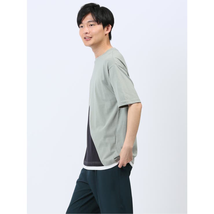 斜め切替 クルーネック半袖Tシャツ | TAKA-Q MEN | 詳細画像35 