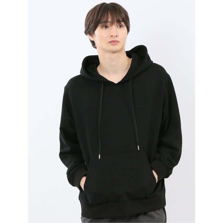 05黒 | ロゴ刺繍 裏毛スエット プルパーカー | TAKA-Q MEN