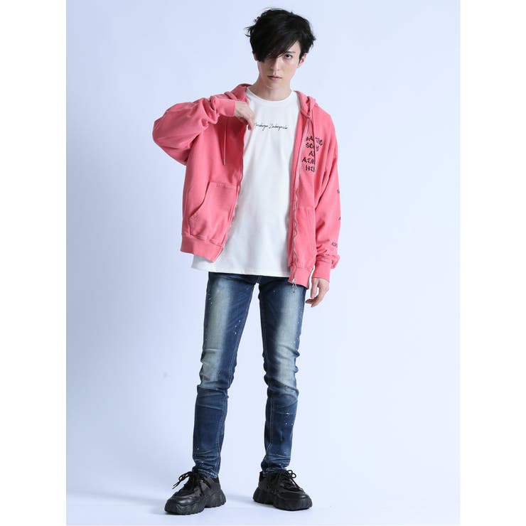 裏毛ピグメント デビルZIPパーカー[品番：TKQJ0021363]｜TAKA-Q MEN