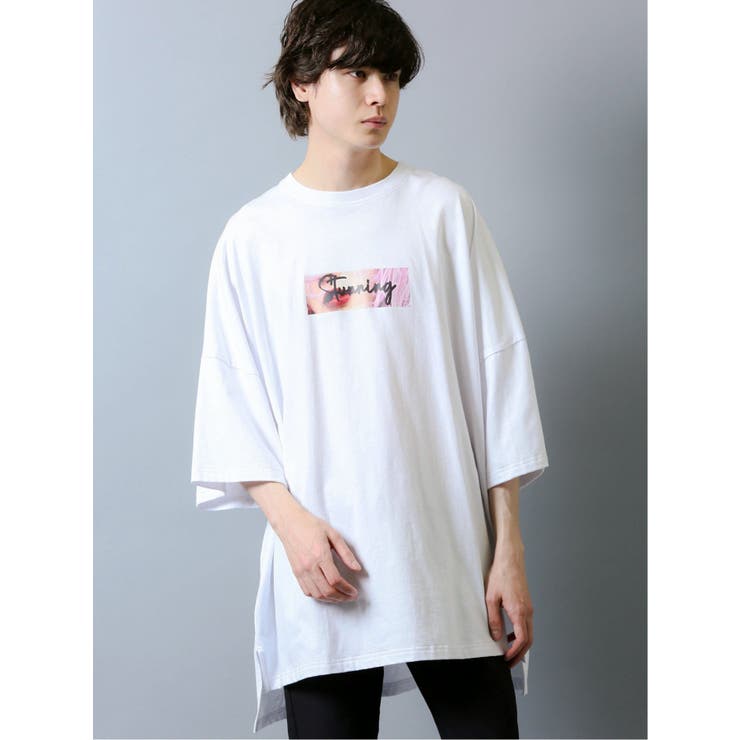 01白 | リッププリント クルーネック半袖BIGTシャツ | TAKA-Q MEN