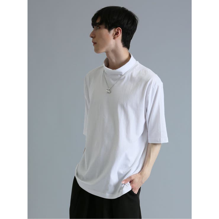 ネックレス付き タートル半袖ルーズTシャツ[品番:TKQJ0018778 ネックレス付き タートル半袖ルーズTシャツ[品番:TKQJ0018778