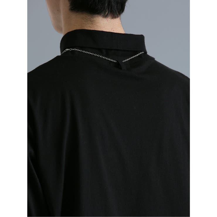 ネックレス付き タートル半袖ルーズTシャツ[品番：TKQJ0018778