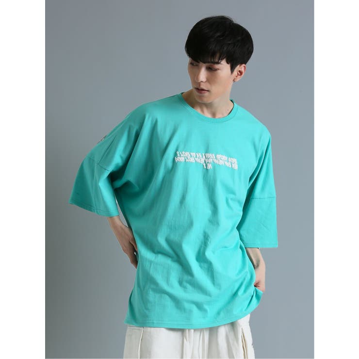 70青 | 発泡プリント ドルマン半袖BIGＴシャツ | TAKA-Q MEN