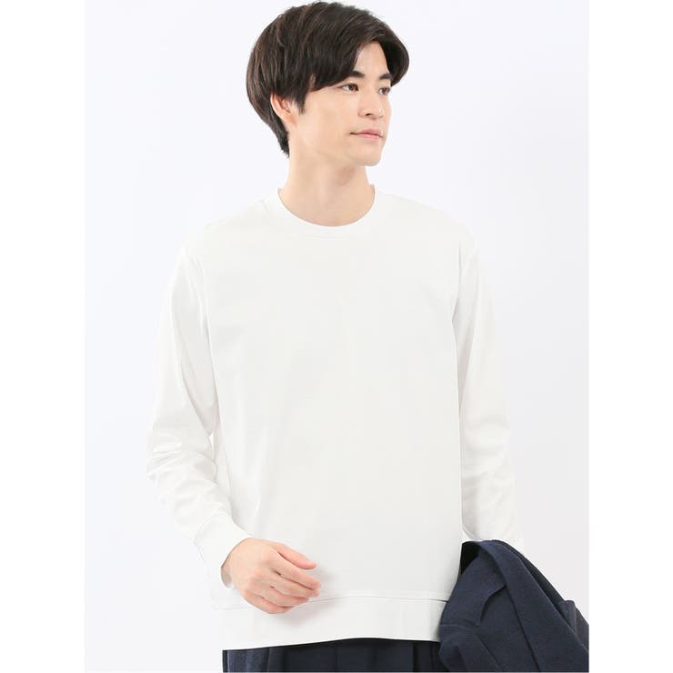 【DRESS T-SHIRT】シルケットスムス スロープネック 長袖Tシャツ | TAKA-Q MEN | 詳細画像1 