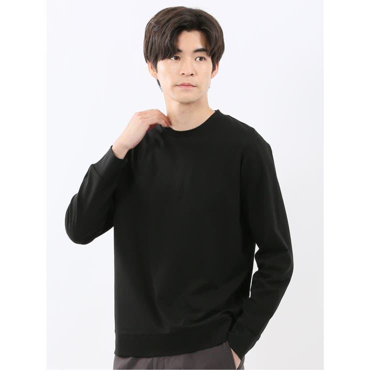 05黒 | 【DRESS T-SHIRT】シルケットスムス スロープネック 長袖Tシャツ | TAKA-Q MEN