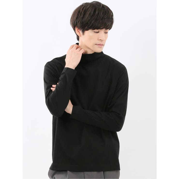 05黒 | 【DRESS T-SHIRT】シルケットスムス ハイネック 長袖Tシャツ | TAKA-Q MEN